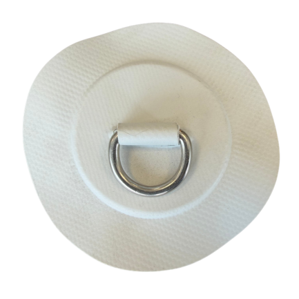 Lichtgrijze Zodiac D-ring met ronde PVC-bevestigingspatch voor rubberboot of RIB.