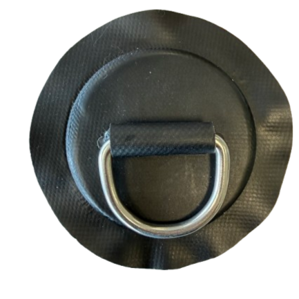 RVS D-ring met ronde zwart PVC-bevestigingspatch voor Zodiac rubberboot.